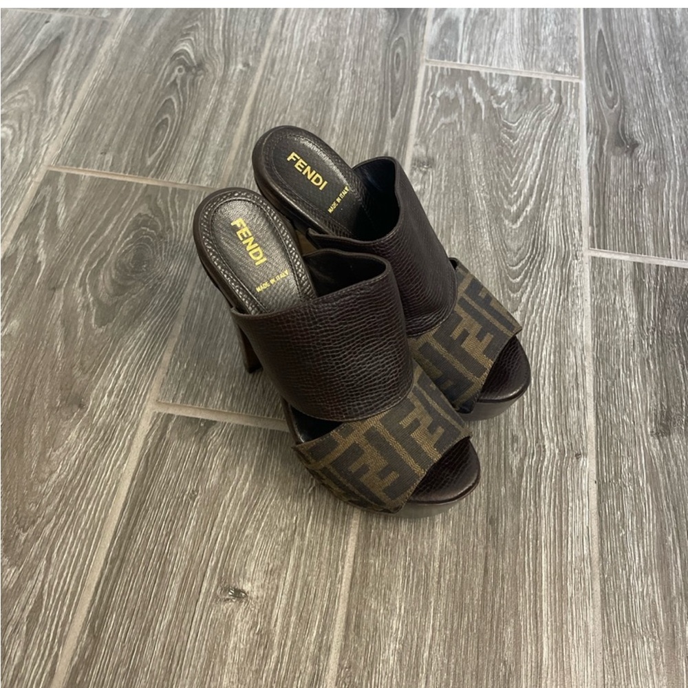 Fendi  Zocca Canvas Brown and Leather shoes